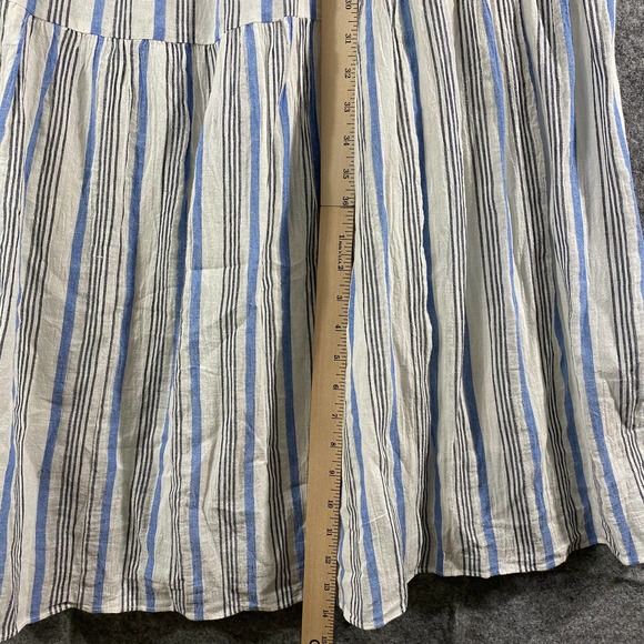 Apiece Apart Midi Dress 2 Ossetia Tiers Seaside Stripe Blue White A-Line - Picture 8 of 9